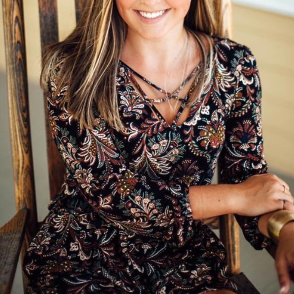 Long Sleeve Patterned Romper